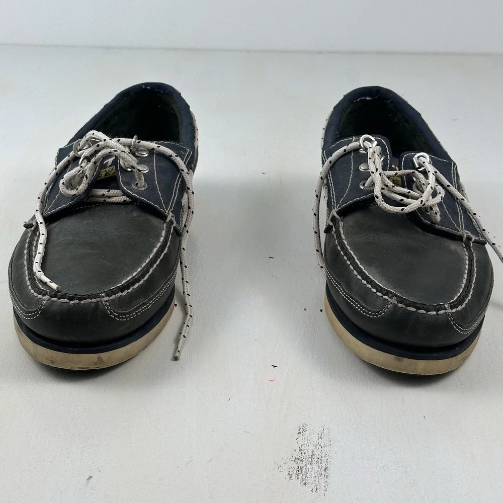 VTG Tommy Hilfiger Leather Boat Shoes Mens 13 Blue Deck TH 44/480 Sailing Gear
